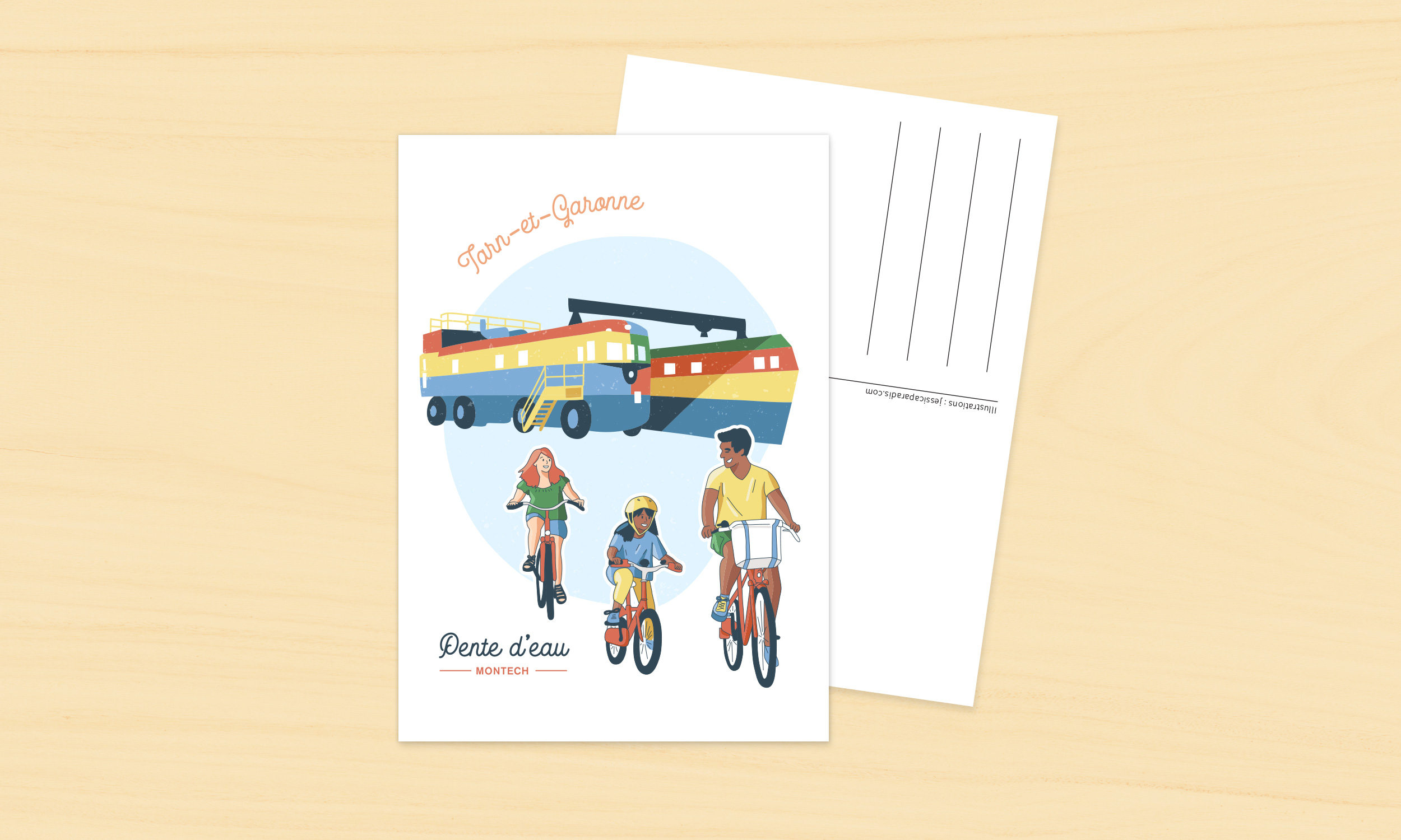 Cartes postales illustrées du Tarn-et-Garonne créées par Jessica Paradis