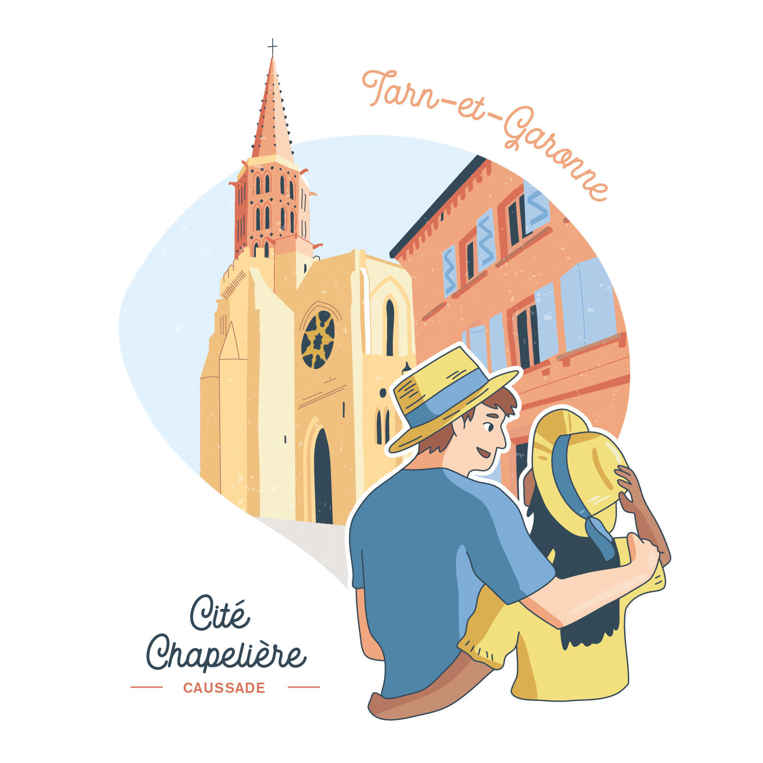 un couple porte les célèbres chapeaux de la cité chapelière Caussade